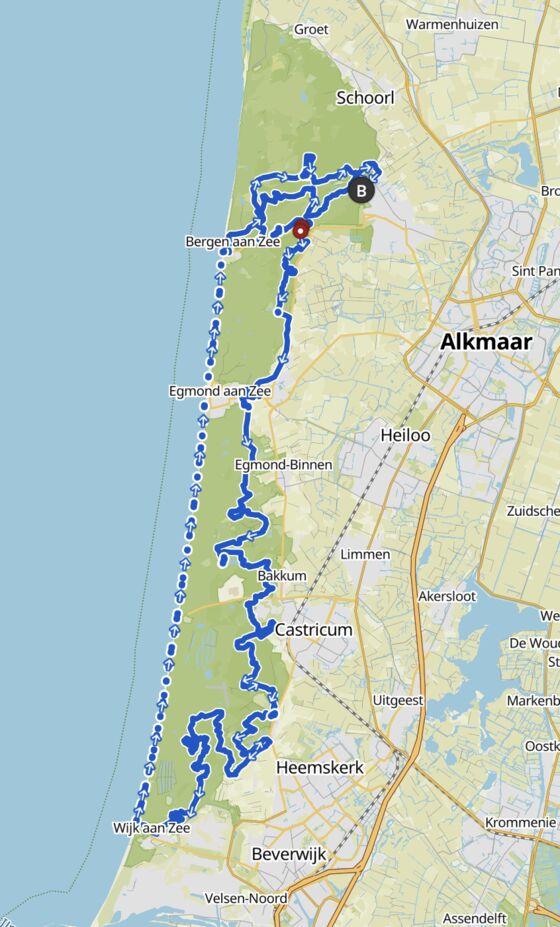 Kaart van de NH100 route